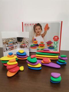 Joc sortare si stivuire Pietre Curcubeu Rainbow Pebbles