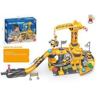 Joc Statie Santier cu Macara Cuburi de Constructie ,       55 Piese