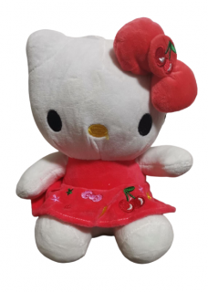 Jucarie de Plus Piscuta Hello Kitty cu Fundita si Rochita 20 cm