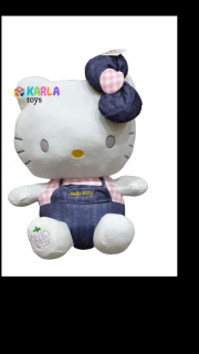 Jucarie de Plus Pisica Hello Kitty cu fundita Albastra 50 cm