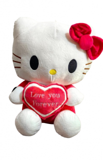 Jucarie din Plus Hello Kitty I Love You Cu fundita 45 cm