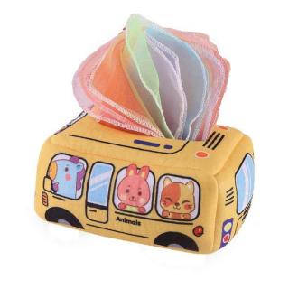 Jucarie Educationala Cutie de Servetele Moale pentru Bebelusi