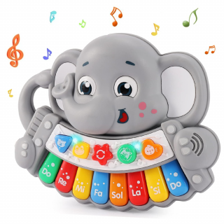 Jucarie Interactiva muzicala Elefant Gri Pian cu lumini si sunete
