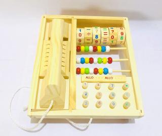 Jucarie lemn Telefon multifunctional cu abac