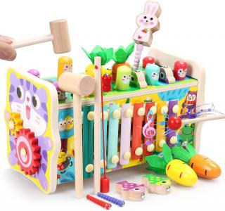 Jucarie Montessori 8 in 1 ,       Ciocanit, Xilofon  Pescuit Magnetic