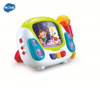 Jucarie Muzicala cu Microfon si LUmini Statie de Karaoke Hola Toys