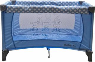 Patut Tarc Pliabil Copii Baby Care Albastru 120x60 cm cu 2 Niveluri, Plasa Insecte si Geanta Transport