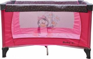 Patut Tarc Pliabil Copii Baby Care PRO Roz 120x60 cm cu 2 Niveluri, Plasa Insecte si Geanta Transport