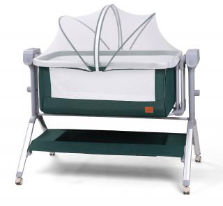 Patut Verde Co-Sleeper Electric cu Functie de Leganat, Telecomanda, Carusel