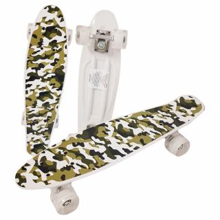 Penny Board cu roti de silicon si lumini cu print grafic Army