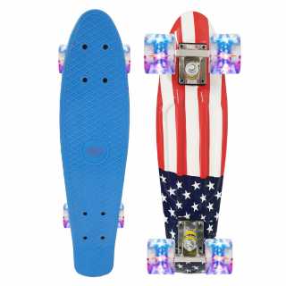 Penny Board cu roti de silicon si lumini integrate steag USA