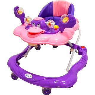 Premergator Baby Care Ratusca Mov, Reglabil 3 Trepte, 8 Roti, Pliabil, cu Melodii