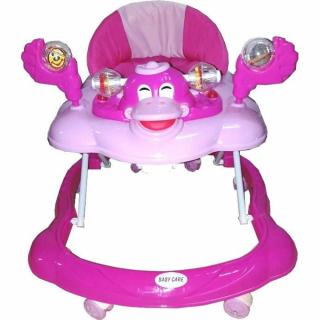 Premergator Baby Care Ratusca Roz, Reglabil 3 Trepte, 8 Roti, Pliabil, cu Melodii
