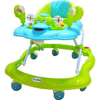 Premergator Baby Care Ratusca Verde, Reglabil 3 Trepte, 8 Roti, Pliabil, cu Melodii