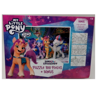 Puzzle 100 piese My Little Pony + Cadou 4 creioane colorate si 3 foi A4 de colorat