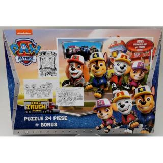 Puzzle 24 piese Paw Patrol + Cadou 4 creioane colorate si 3 foi A4 de colorat