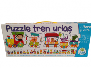 Puzzle Jumbo de Podea cu 2 Fete Trenul cu Cifre si Litere