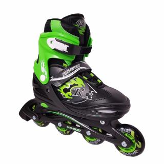 Role reglabile Negru Verde 34-37 ,       ABEC 5 roti silicon 70mm
