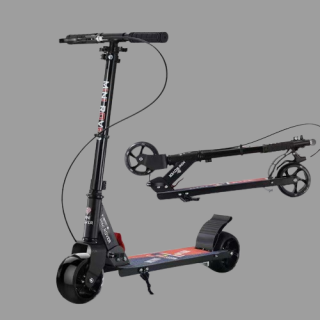 Scooter Trotineta Pliabila cu Lumina - Cadru Otel si Carbon 100 kg  Negru