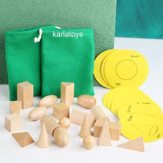 Se Cuburi  Montessori din lemn Forme geometrice 3D
