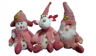 Set 3 Jucarii din Plus Mos Craciun, Om de Zapada si Ren ,       30 cm
