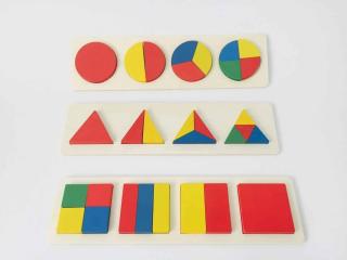 Set 3 Puzzle Forme Geometrice din Lemn Motessori