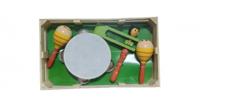 Set 4 Instrumente muzicale pentru copii din lemn cu ladita