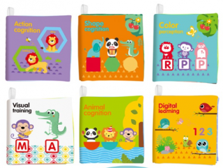 Set 6 carti senzoriale pentru bebelusi colorate, Soft Book