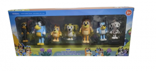 Set 7 Figurine Bluey si Bingo cu Familie si Prieteni