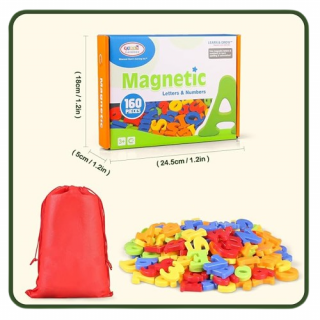 Set Educativ Magnetic - 160 Piese cu Litere si Cifre pentru Invatare Interactiva