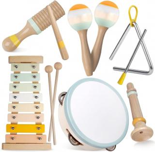 Set Instrumente Muzicale Montessori din Lemn 6 Instrumente