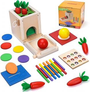 Set Joc educativ Montessori 4 in 1 Cutia permanentei sortare