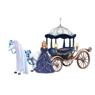 Set Jucarie Trasura, Cal si Papusa Printesa cu Lumini si Sunete