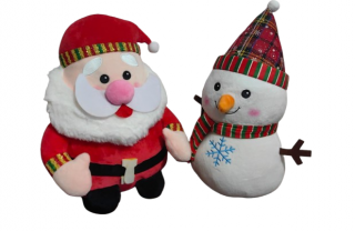 Set Jucarii din Plus Mos Craciun si Omul de Zapada ,       32 cm