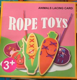 Set Puzzzle Lemn Montessori Potrivire si Insiruire Rope Toys