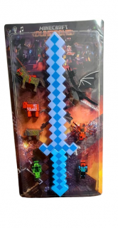 Set Sabie Albastra cu Lumini si Sunete Minecraft  7 Figurine