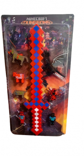 Set Sabie Rosie cu Lumini si Sunete Minecraft  7 Figurine