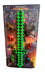 Set Sabie Verde cu Lumini si Sunete Minecraft 7 Figurine