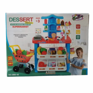 Set Supermarket si carucior de cumparaturi cu 65 piese
