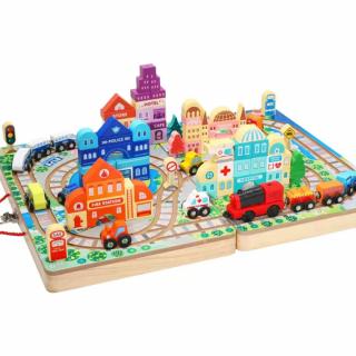 Set Tren din Lemn  Blocuri de Constructie