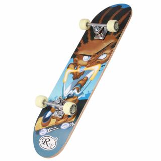 Skateboard, PVC, 78,5 CM, Aluminiu, Fata negru spate imprimeu Baiat cu prastie