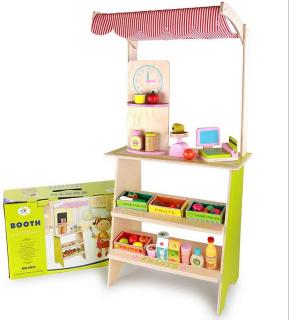 Stand din Lemn cu Accesorii - Supermarket pentru Copii