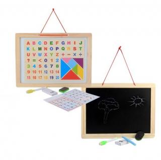 Tabla Magnetica din Lemn 4 in 1 cu Cifre, Litere si Tangram