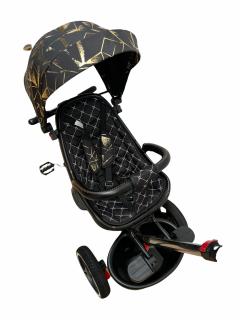 Tricicleta cu Scaun Rotativ Copertina Roti din spuma EVA Negru cu Auriu