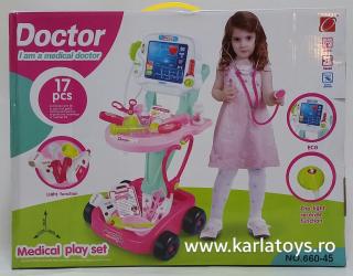 Trusa Doctor troler cu afisaj copii - 17 accesorii