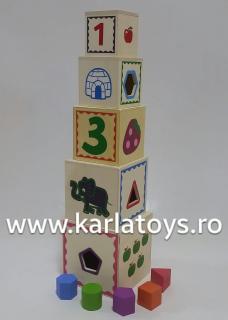 Turn Cuburi din Lemn - Set Cuburi din Lemn Montessori
