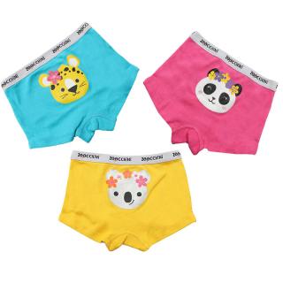 Boxeri din bumbac organic, pentru fete, Zoocchini Flower Power, 5-6 ani - set 3 buc