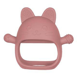 Jucarie pentru dentitie din silicon, Appekids, Manusa Kitty - Old Rose