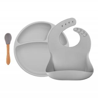 Set de hranire BWL II Minikoioi, 100% Premium Silicone ,   Powder Grey