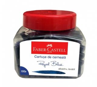 Cartuse Cerneala Mici Faber-Castell Albastru 100 buc borcan